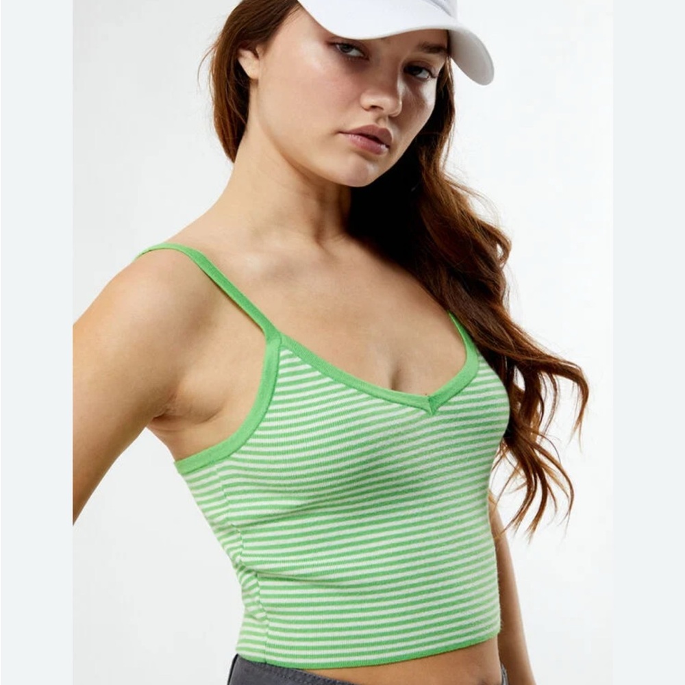 L.A hearts Green Striped Tank Top